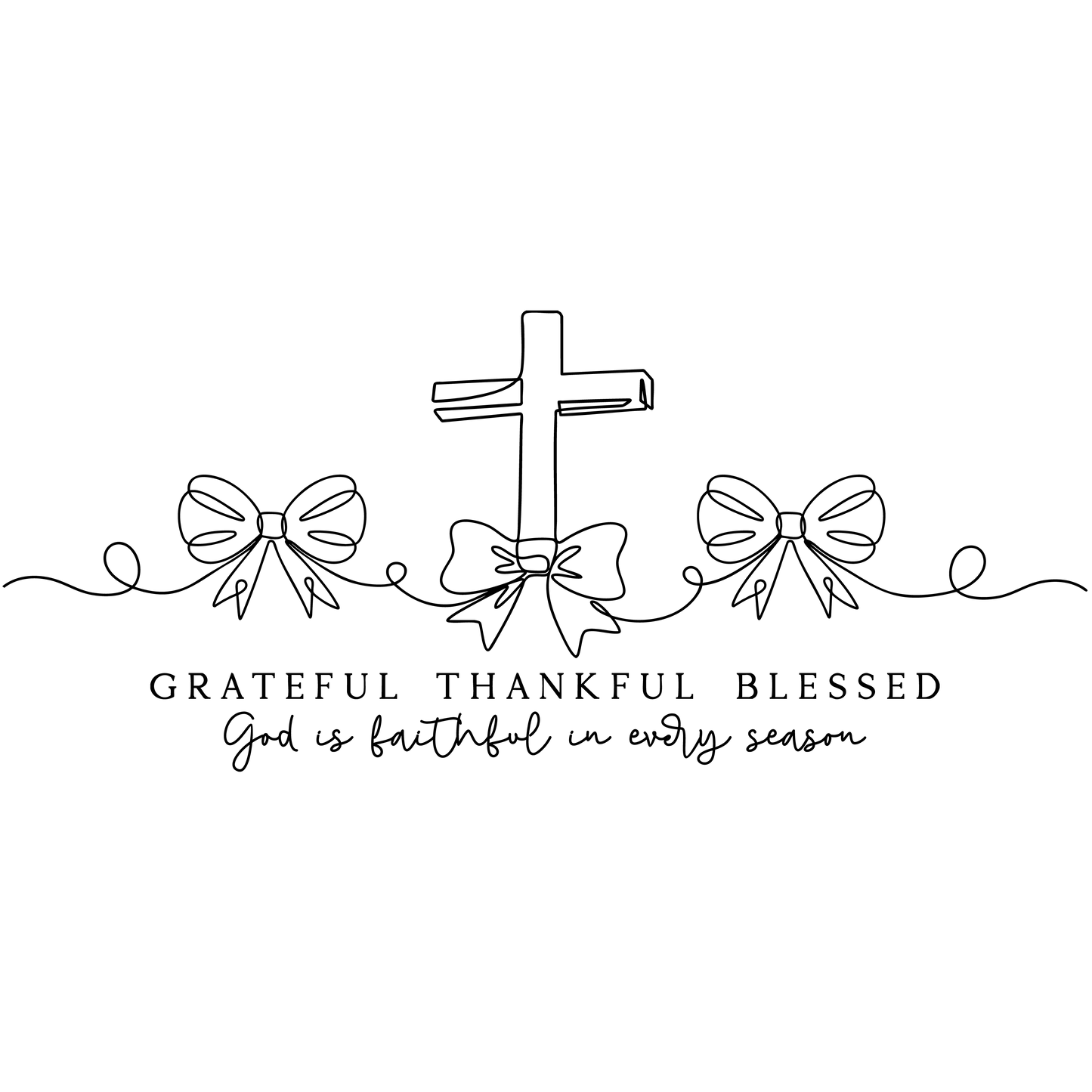 Grateful Cross with Bows Minimal Design