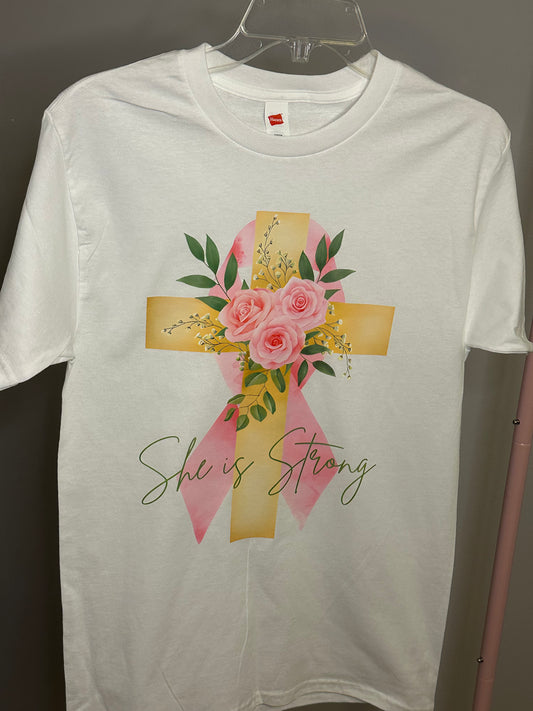 PRE-ORDER She is Strong Breast Cancer Ribbon (GT Original)